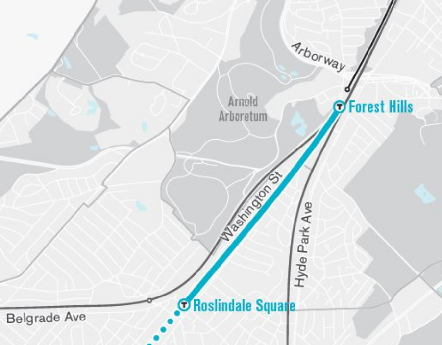 A map of the proposed Washington Street rapid bus corridor from the GoBoston 2030 action plan. Courtesy of the City of Boston.