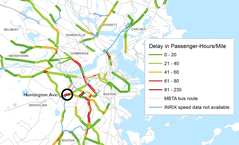 MBTA_bus_delay_map_highlight_HuntingtonAve