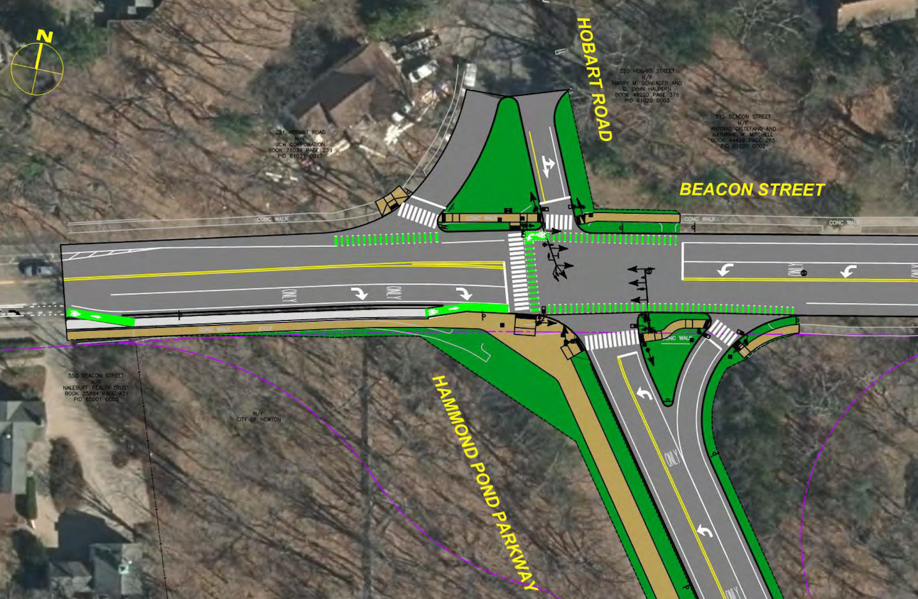 Hammond Pond Parkway at Beacon St. intersection plan-BeaconPlan_creditDCR