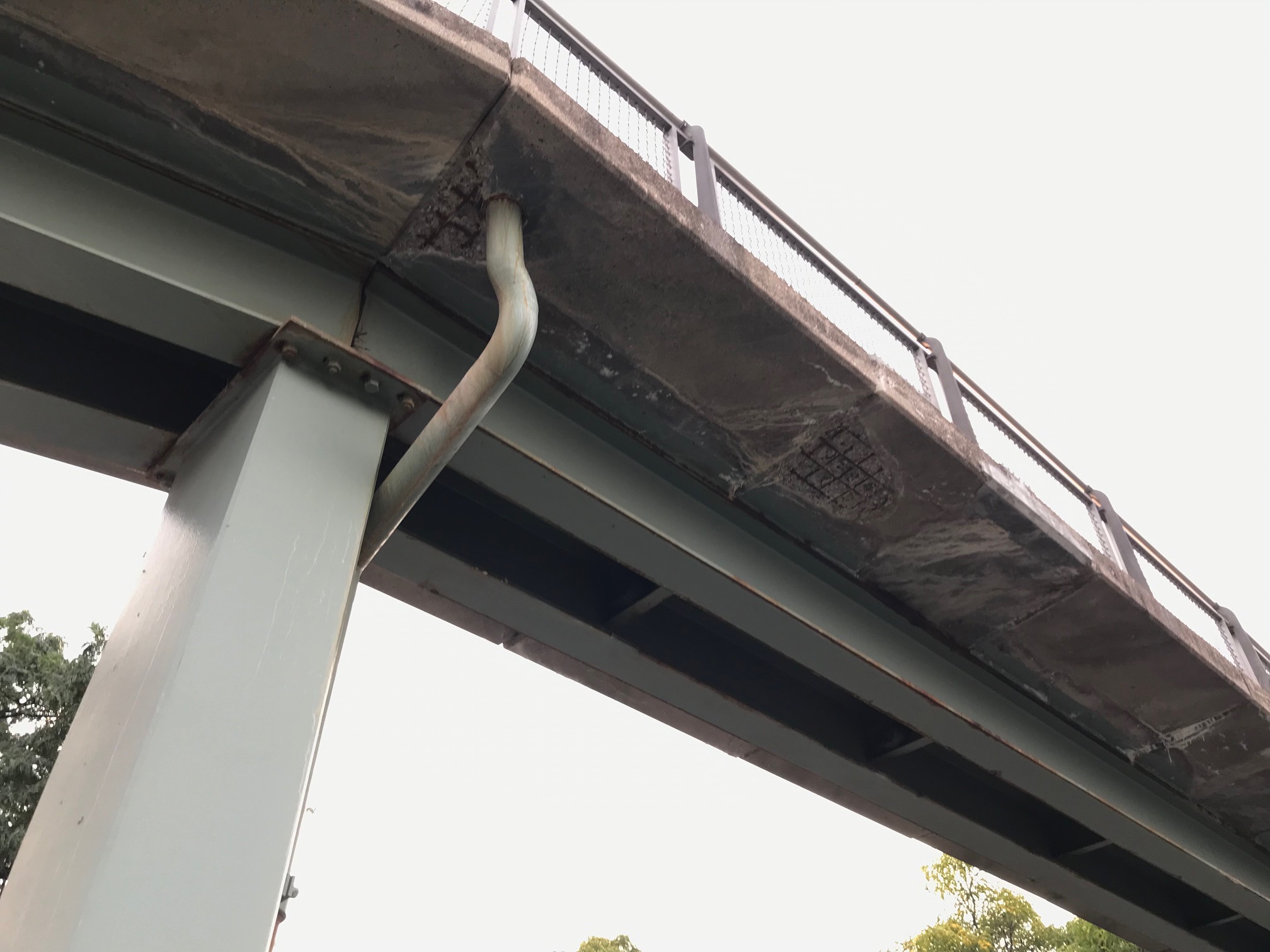 Concrete deterioration o the Telford Street overpass, which connects Allston to the Charles River parkland north of Soldiers Field Road. 