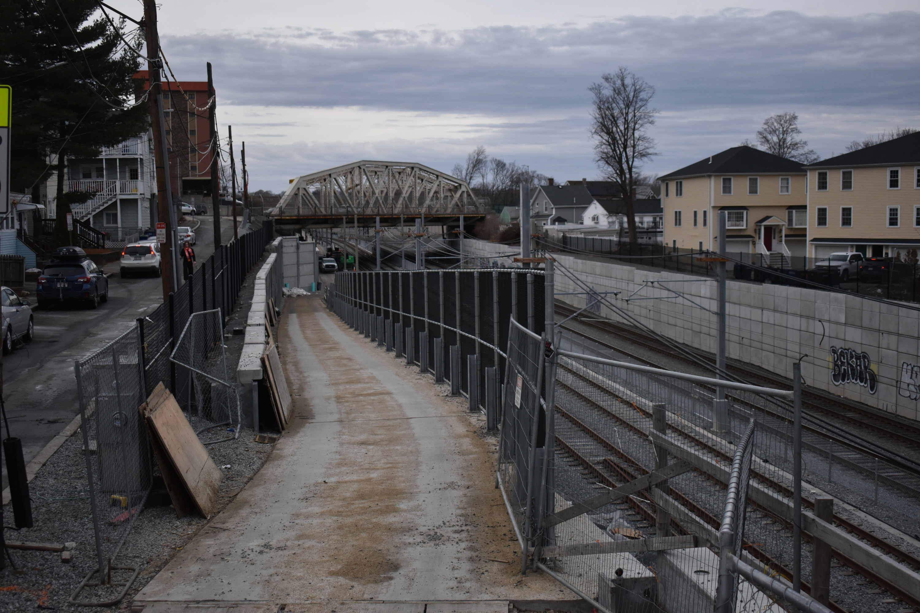 The Somerville Community Path ramp from Cross Street in East Somerville.
