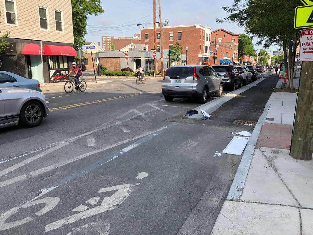Eyes On the Street: Protected Bike Lanes Under Construction in Cambridge’s Inman Square