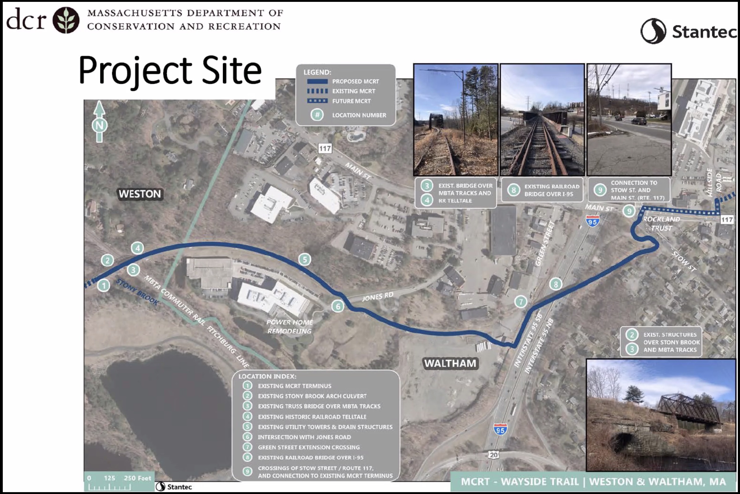 Overview map of the Mass. DCR's Weston-Wayland Mass. Central Rail Trail connection. Courtesy of the Mass. DCR.