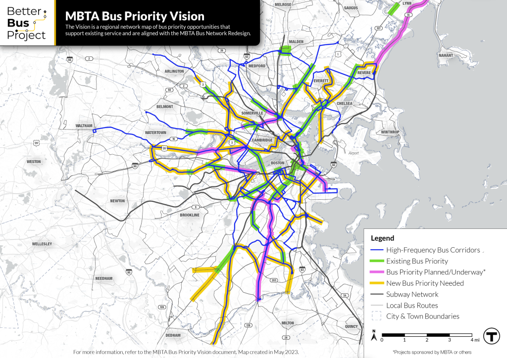 Here’s the MBTA’s Bus Lane Wishlist for Its New ‘High Frequency’ Bus Routes