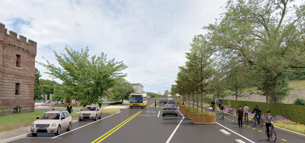 City of Newton Plans Protected Bike Lanes, Road Diet For Washington Street