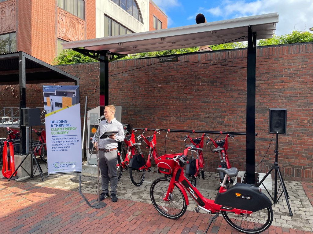 Solar-Powered Docking Station For E-Bike Rentals Opens In Davis Square